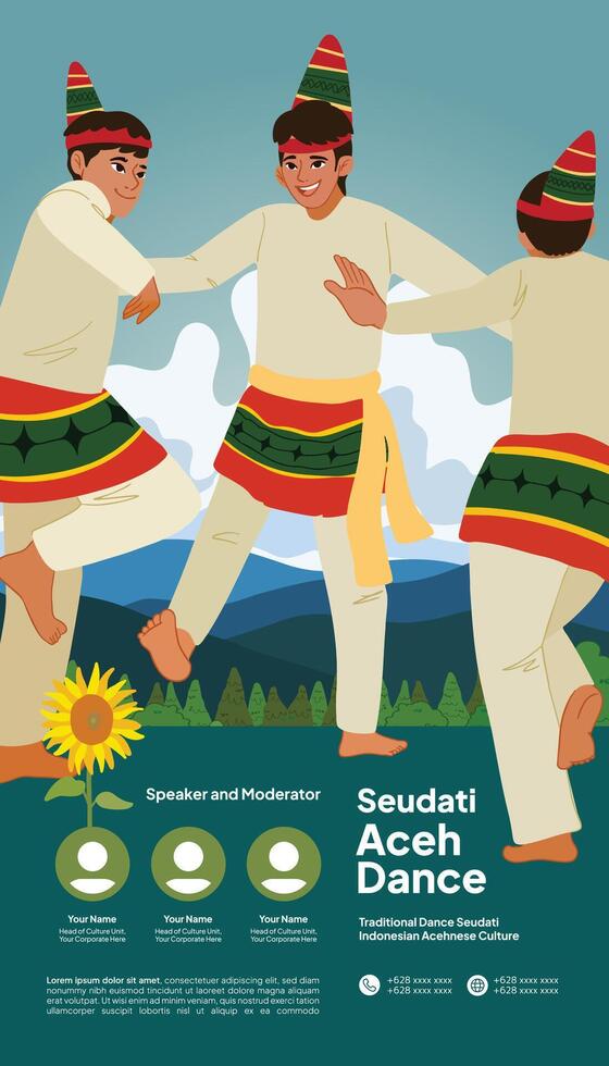 Social media template illustration of Acehs traditional dance vector