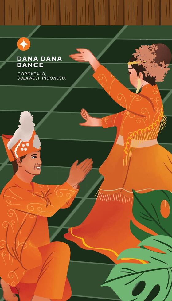 Traditional Dana Dana dance in Gorontalo vector