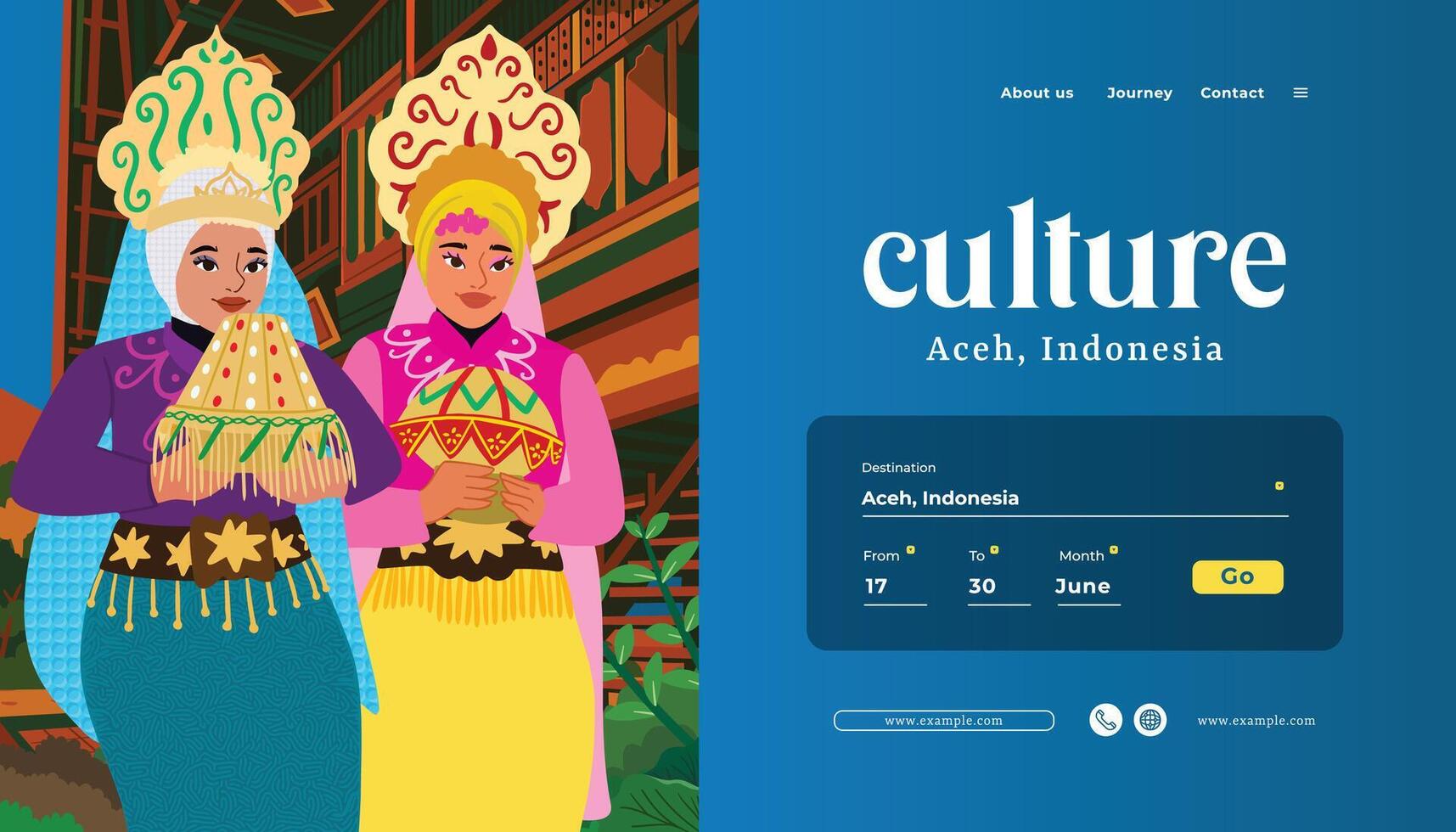 Two women in traditional Aceh costumes vector