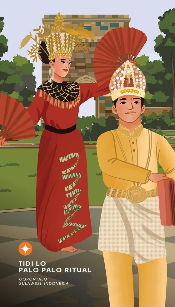 Palo Palo ritual dancers in traditional costumes vector