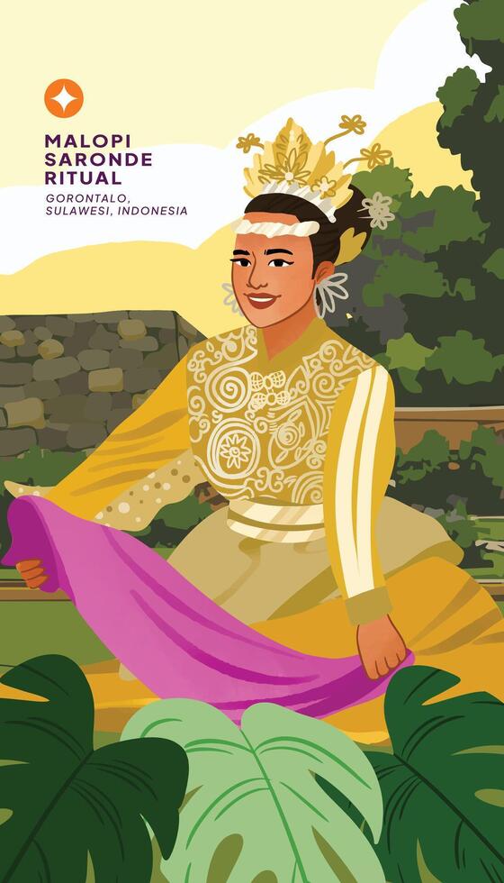 Social media layout featuring an illustration of Gorontalos Saronde vector