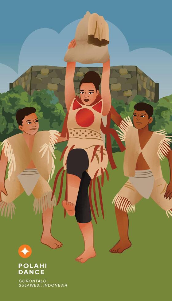 Innovative Layout Featuring a Flat Design Illustration of Polahi Dance vector