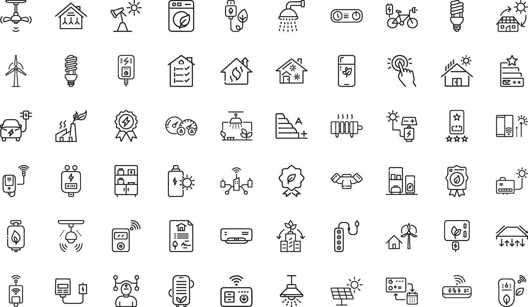 Collection of Editable Thin Stroke Line Style Icons Set Ecology Related Energy Saving Light Bulb, Sustainability, Electricity And More vector