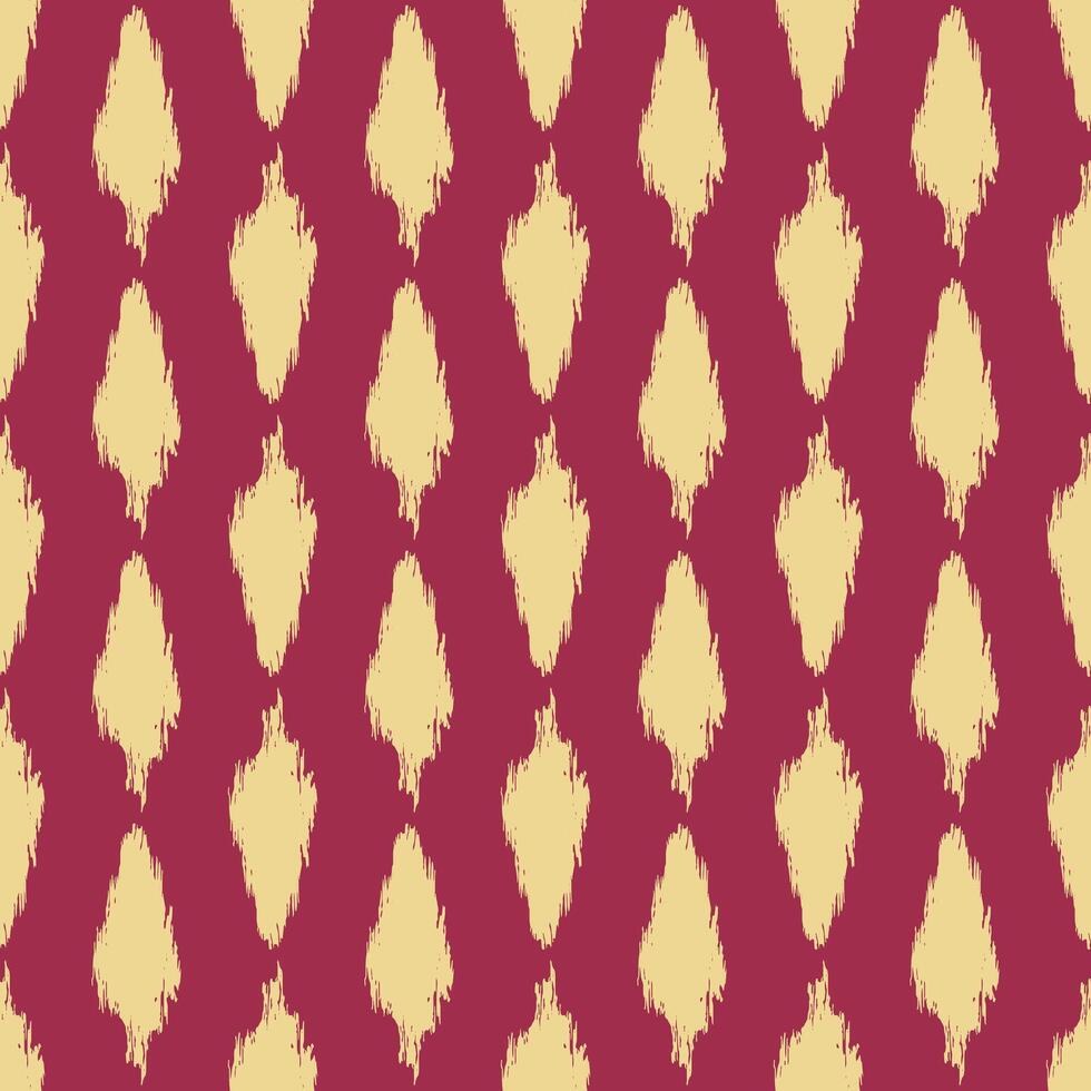 Seamless maroon and yellow ikat pattern. Repeat abstract ethnic boho design wallpaper. vector