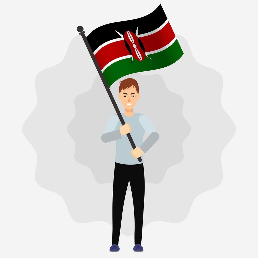 Person with Kenyan flag vector