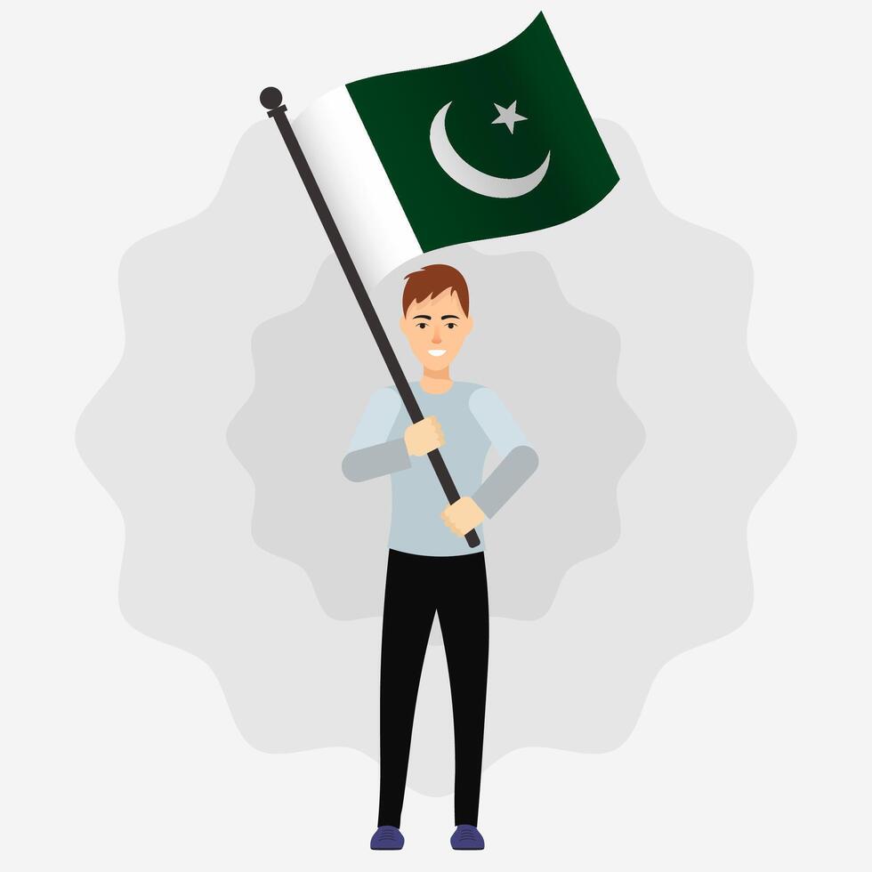 Boy with Pakistan flag illustration vector
