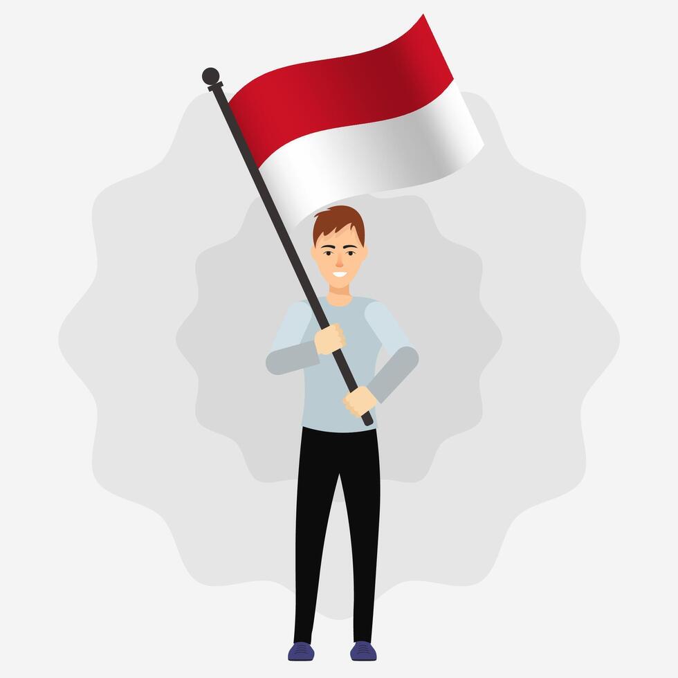 Happy Man Holding Monaco Flag vector