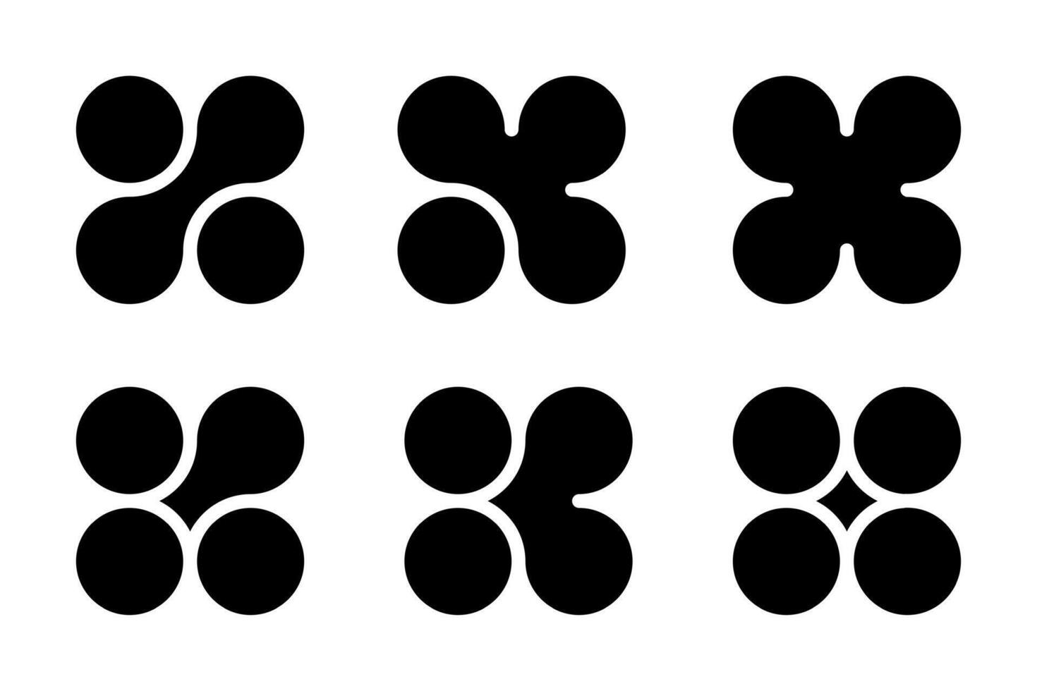Metaball neuron logo, molecules atom circle stucture concept. Neuron links in brain liquid blobs and nucleus medical pattern. Artificial fluid shape integrated into organic forms. Wavy energy line vector