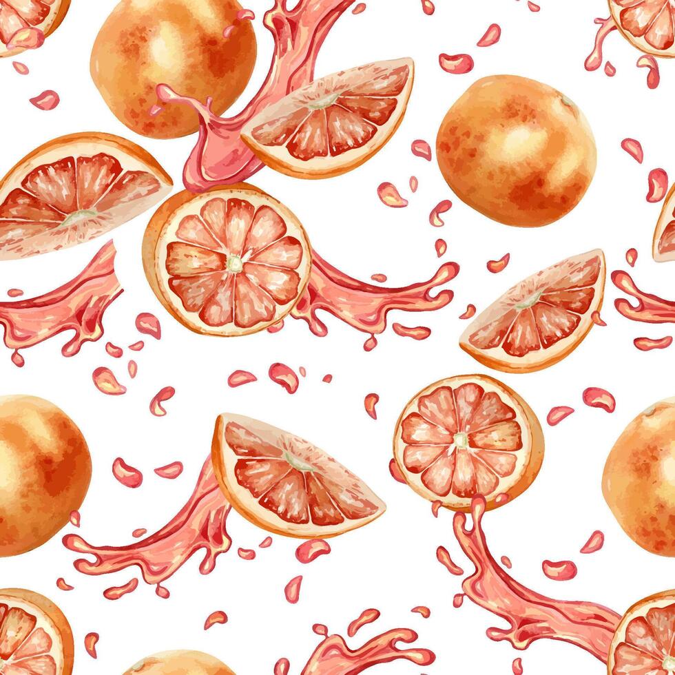 Citrus fruit pattern design with splashes vector