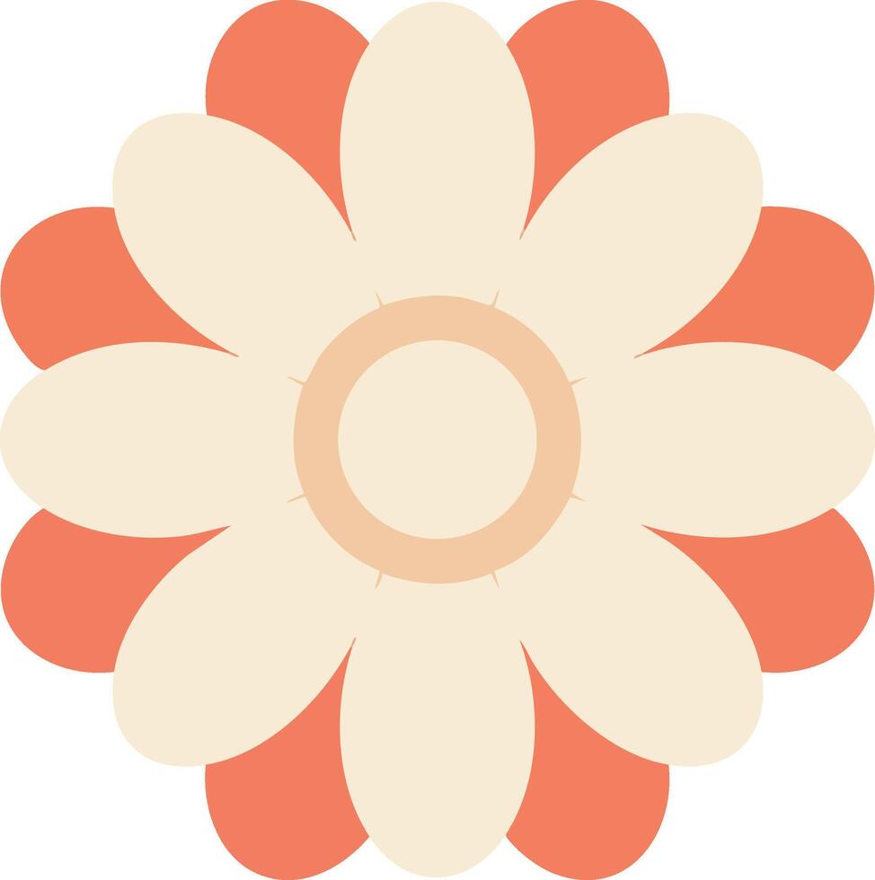 Simple flower illustration with cream and coral petals in flat design style for decorative use vector