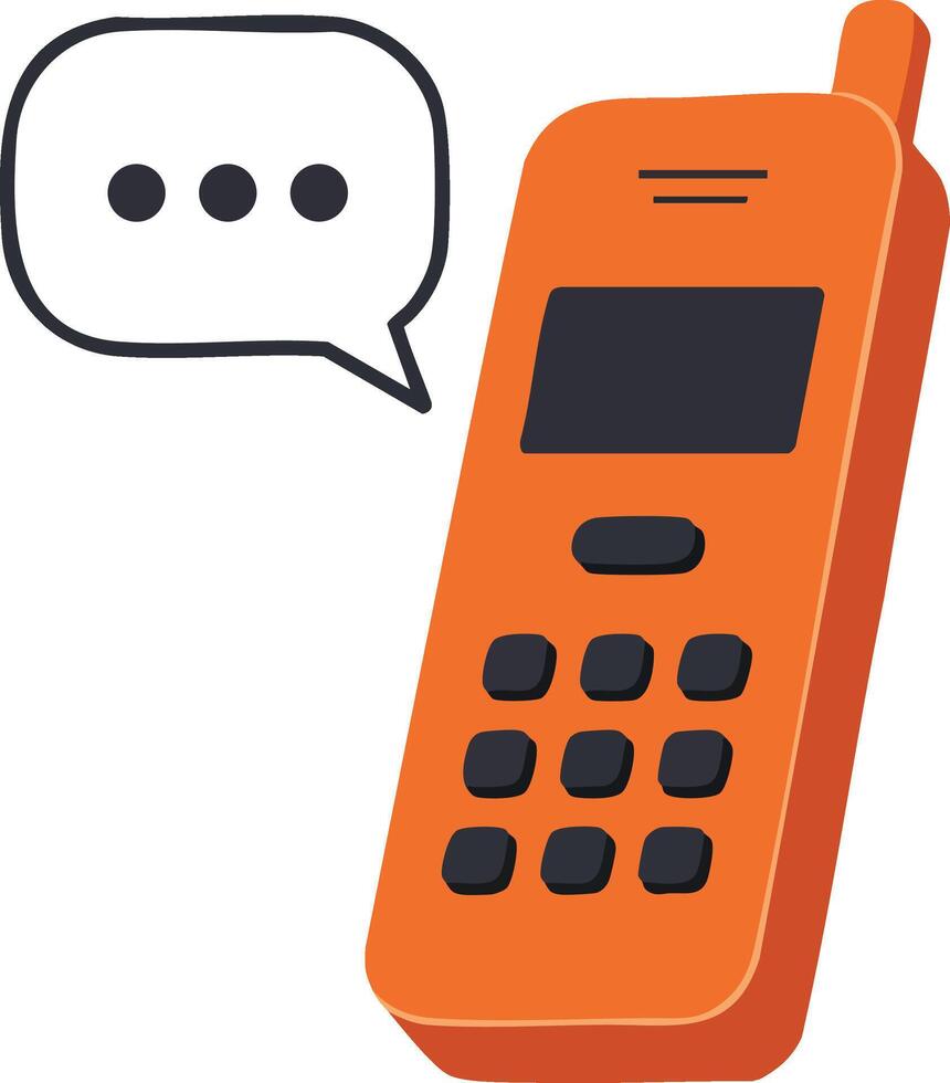 Orange mobile phone with speech bubble communication concept illustration for technology and messaging design vector