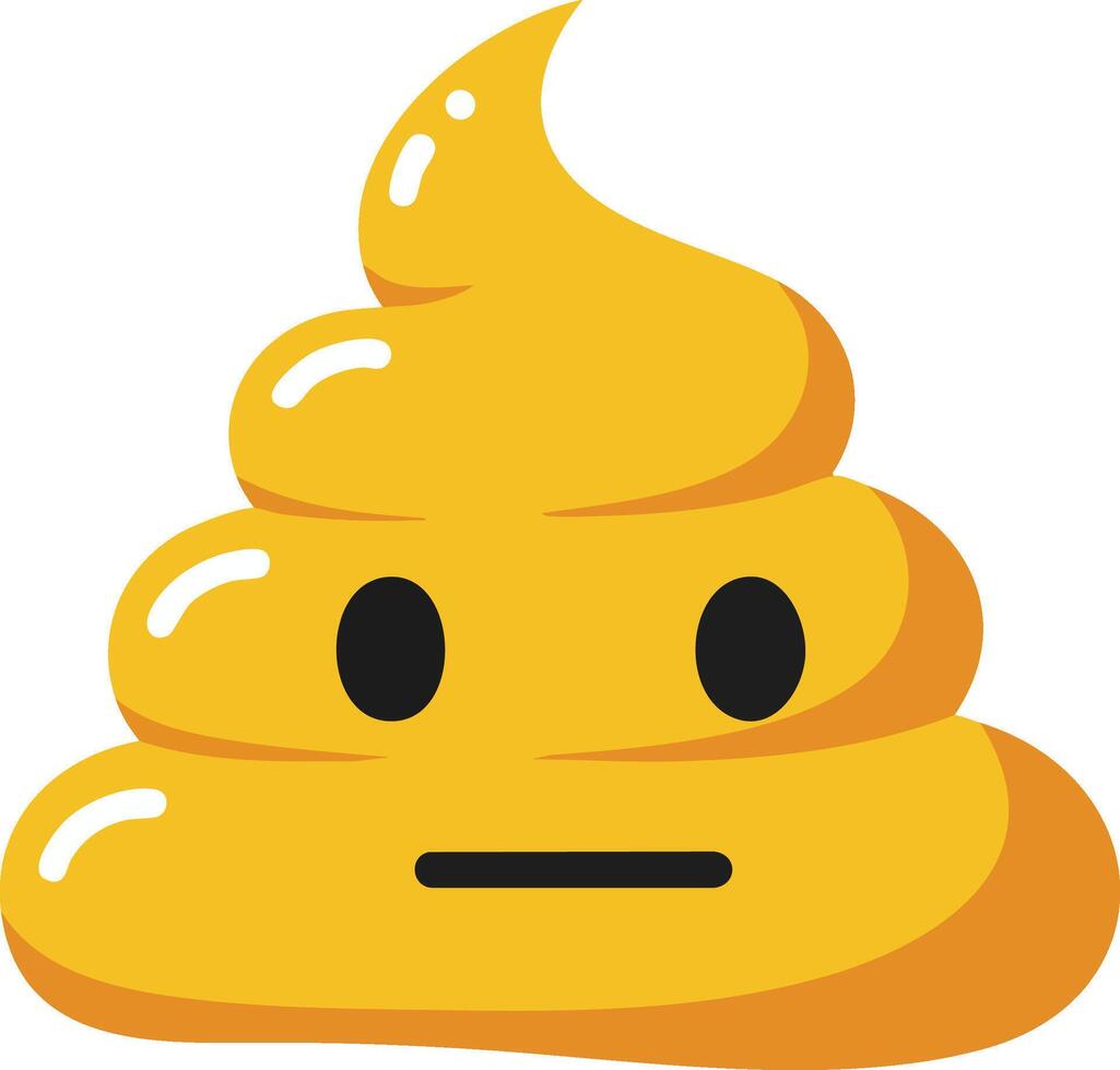 Yellow poop emoji with neutral expression illustration in simple style for digital communication and messaging use vector
