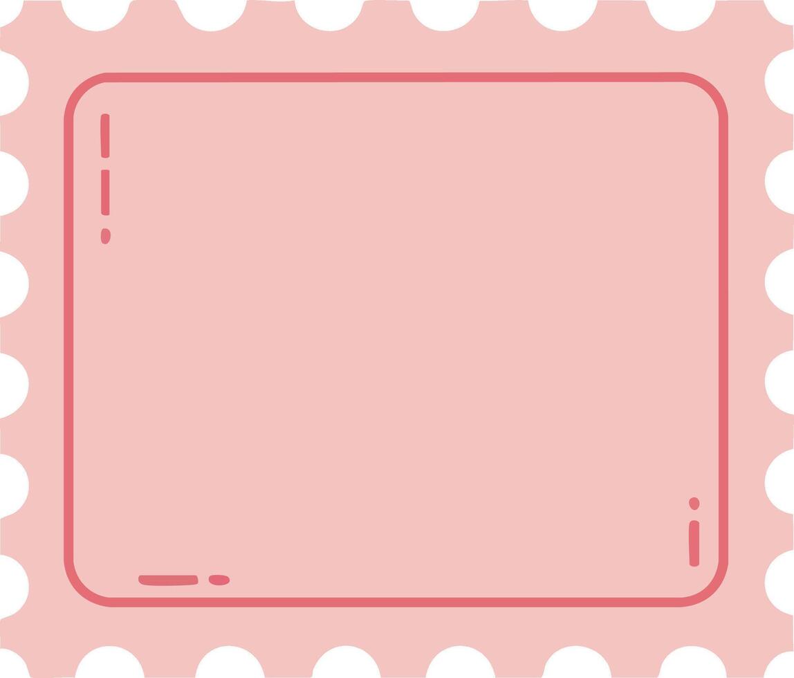 Pink postage stamp illustration with blank space for message or address design element vector