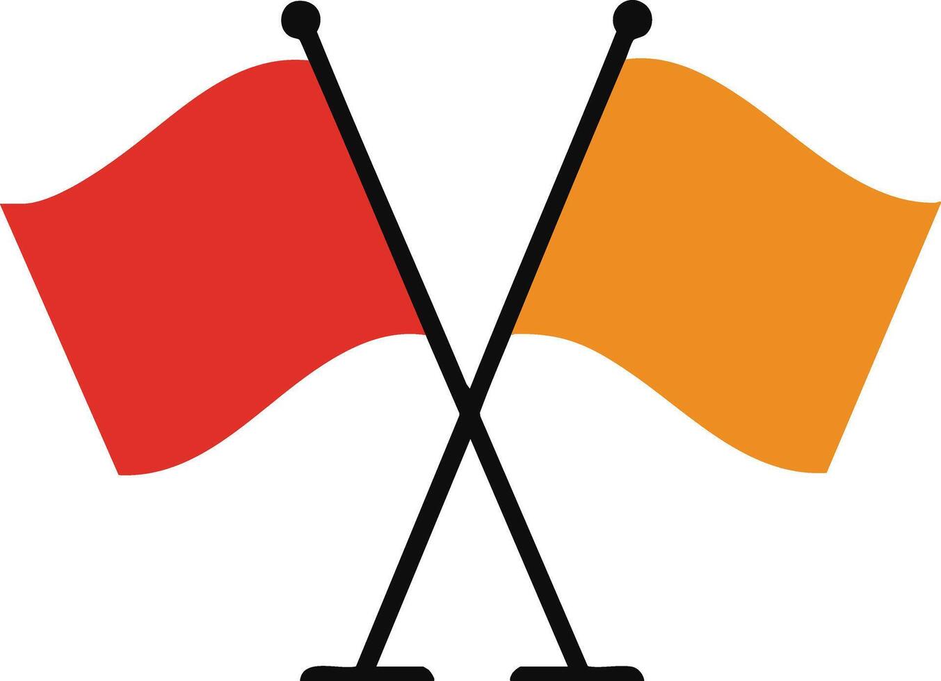Crossed red and orange flags icon design for warning signals and communication purposes vector
