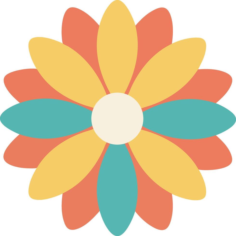 Abstract colorful flower with orange yellow and teal petals illustration for design use vector