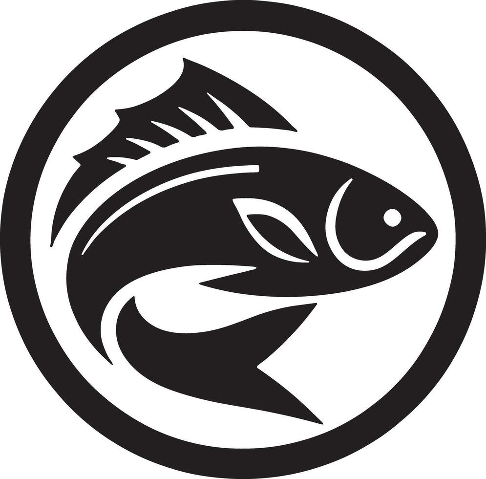 Fish icon in circle on white background vector