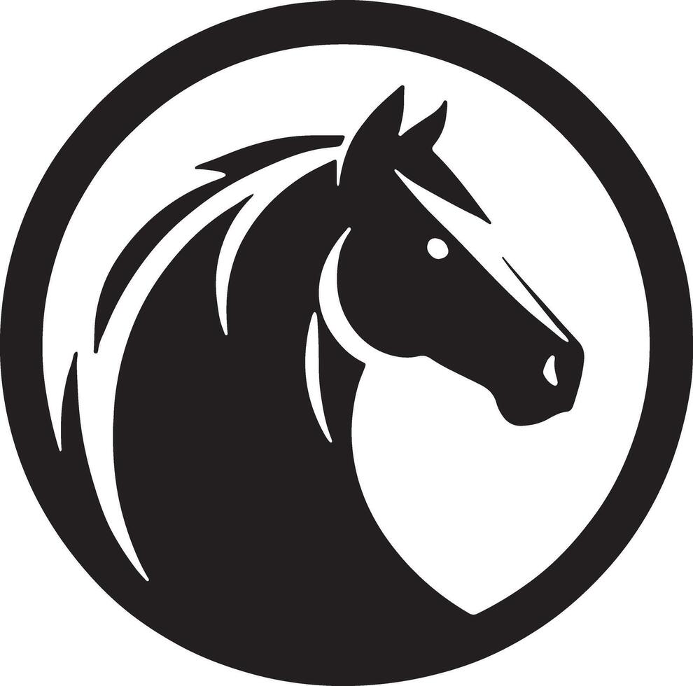 Horse head in a circle logo on white vector