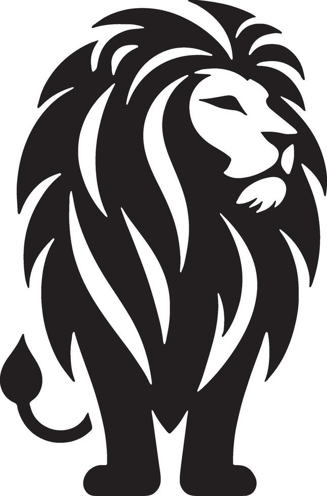 A lion logo with a black and white design vector