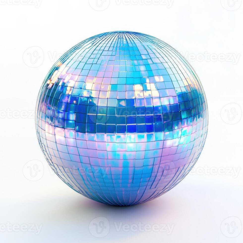 A disco ball with a blue and purple color photo