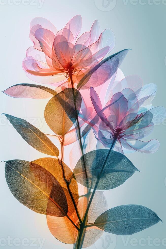 A photograph of a flower with leaves photo