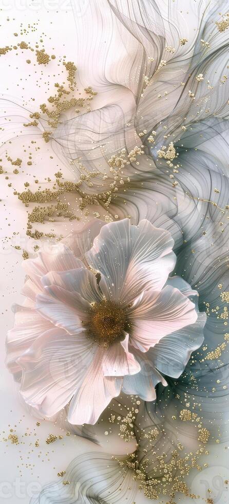 A flower with gold and white swirls on it photo