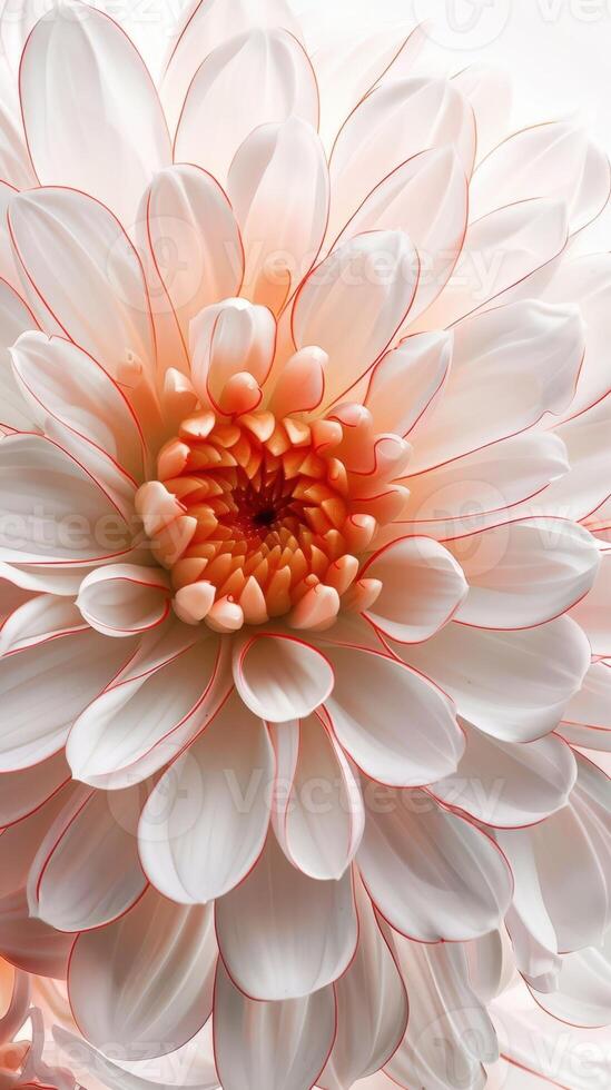 A close up of a white flower with orange petals photo