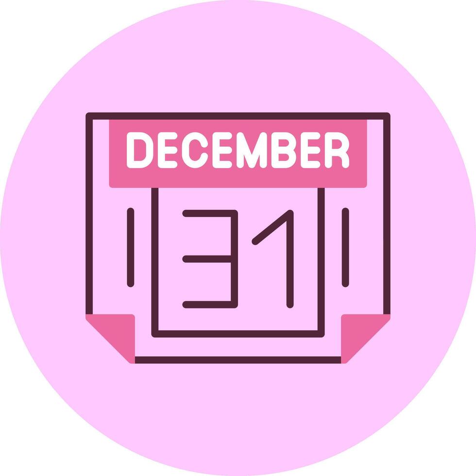 31 December Minimal Mix Circle Icon vector