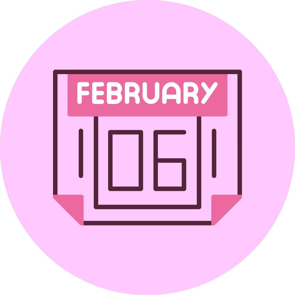 6 February Minimal Mix Circle Icon vector