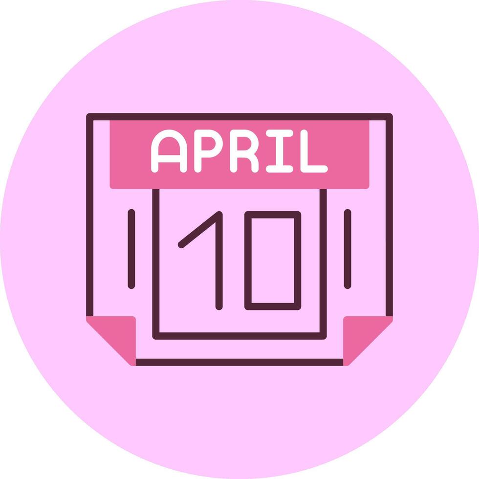 10 April Minimal Mix Circle Icon vector