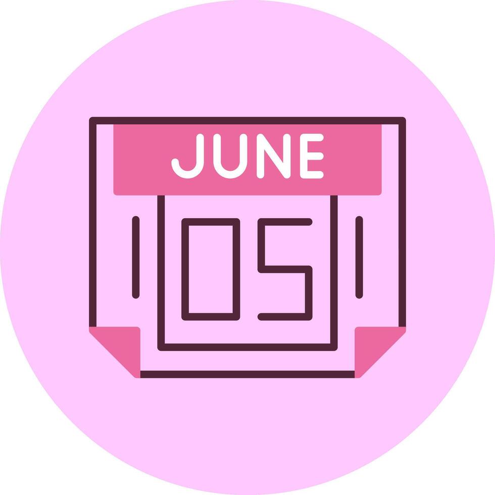 5 June Minimal Mix Circle Icon vector