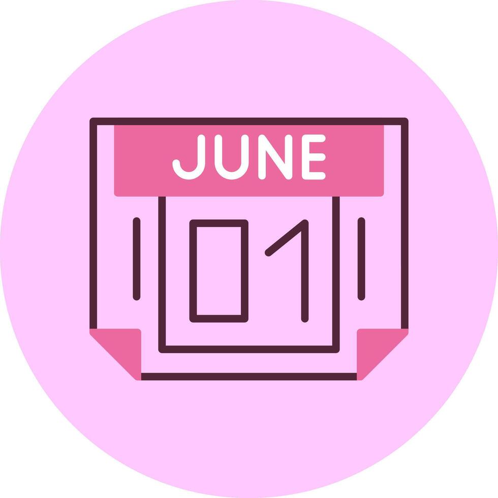 1 June Minimal Mix Circle Icon vector