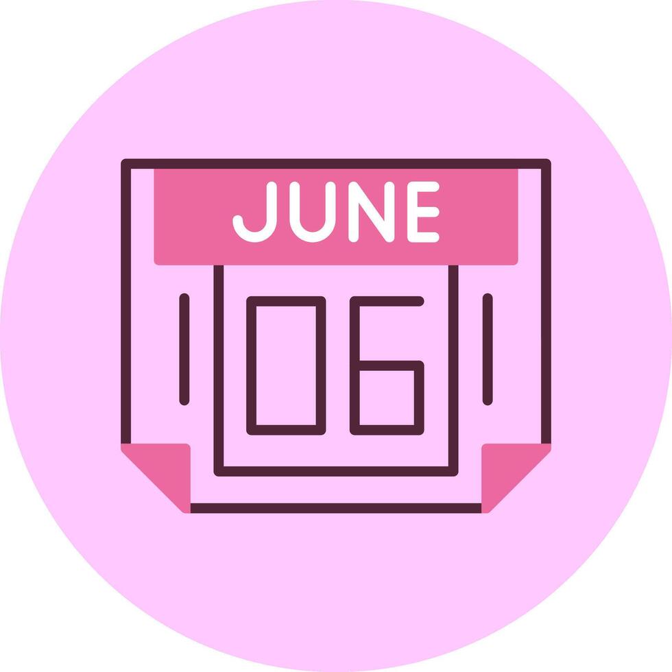 6 June Minimal Mix Circle Icon vector