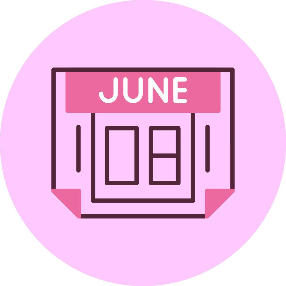 8 June Minimal Mix Circle Icon vector