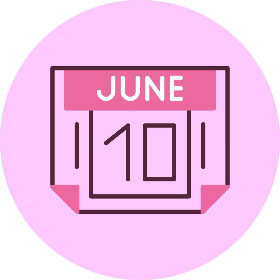 10 June Minimal Mix Circle Icon vector