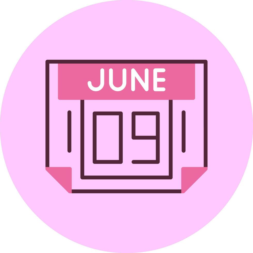 9 June Minimal Mix Circle Icon vector