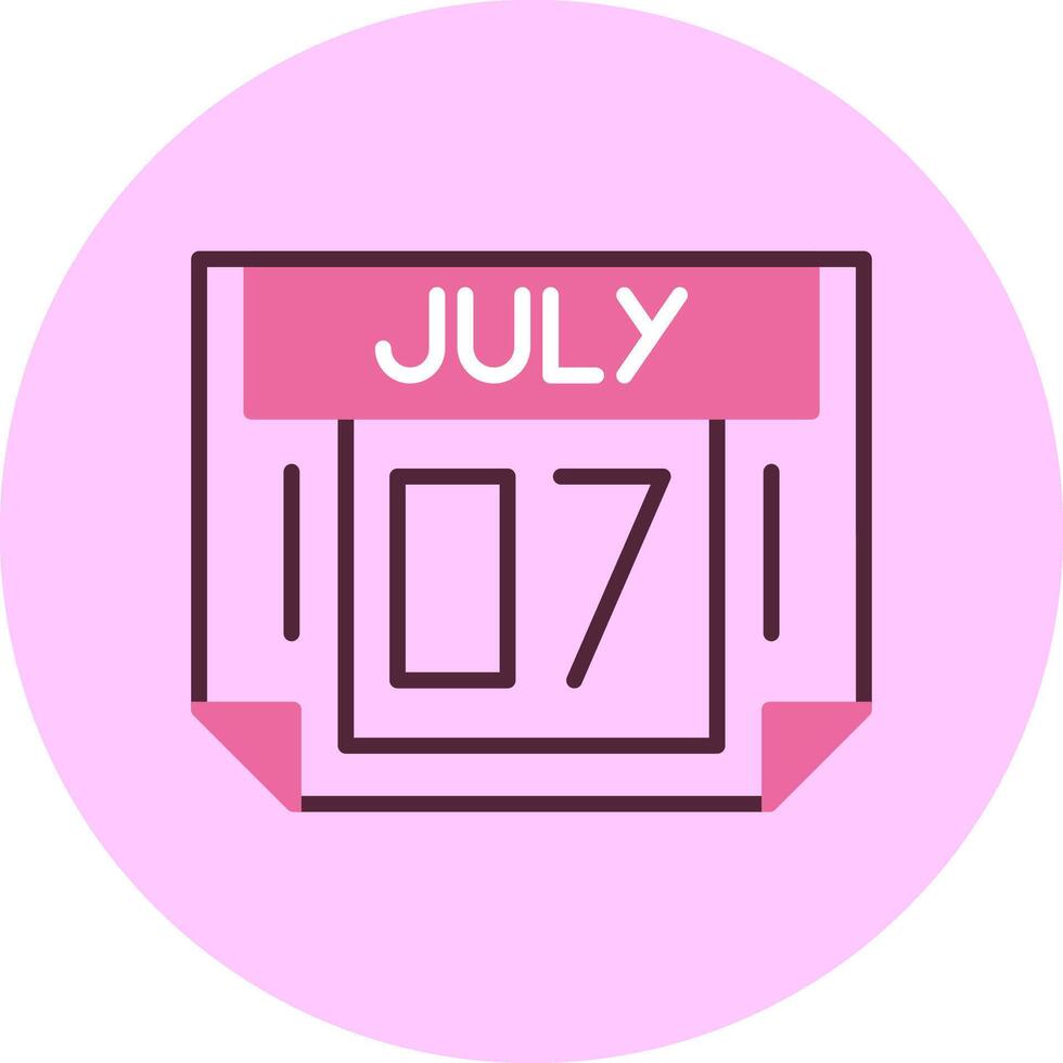 7 July Minimal Mix Circle Icon vector