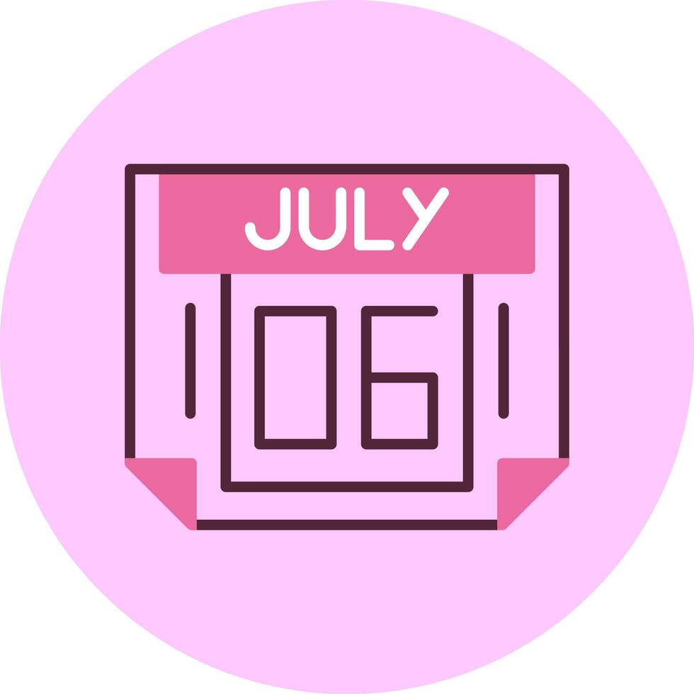 6 July Minimal Mix Circle Icon vector