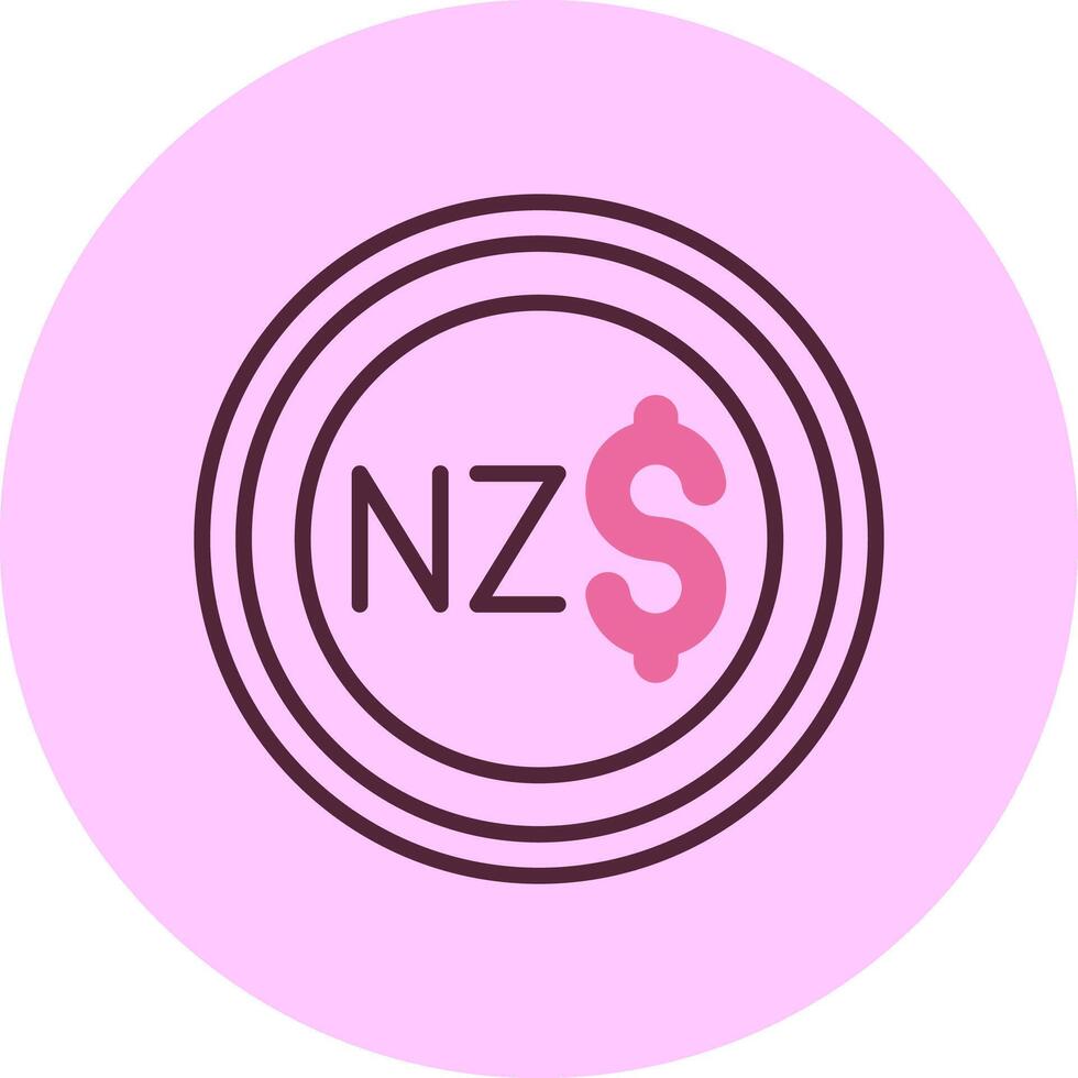 New Zealand Dollar Sign Minimal Mix Circle Icon vector
