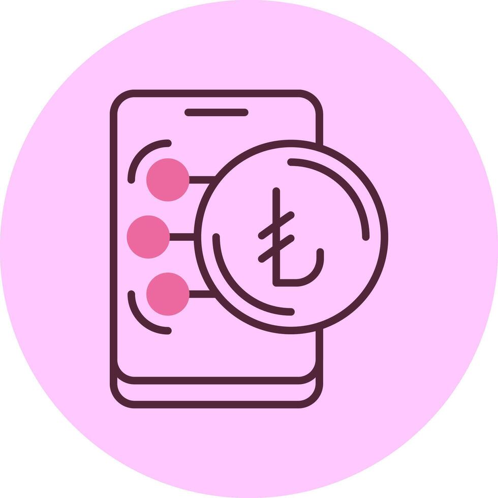Turkish Lira in Mobile Minimal Mix Circle Icon vector