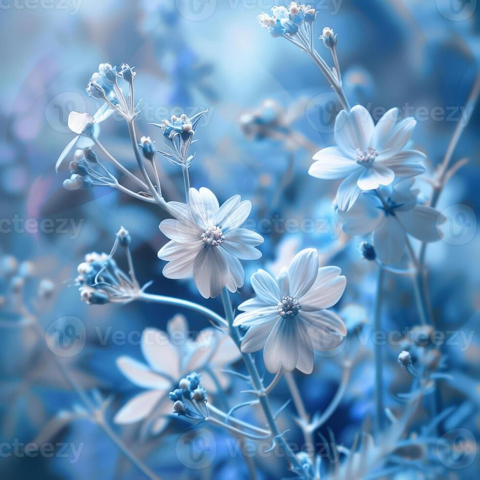 A blue and white flower is shown in this photo