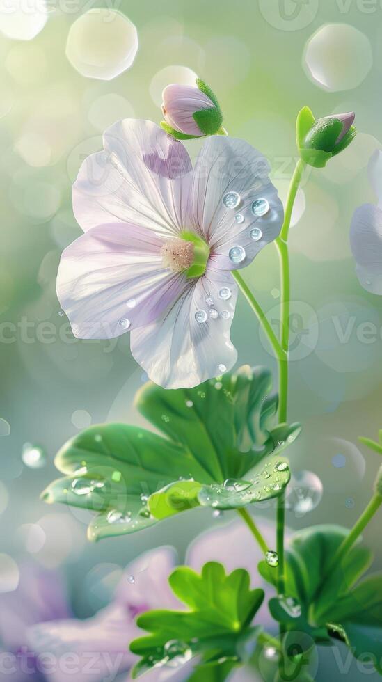 A painting of flowers with water droplets photo