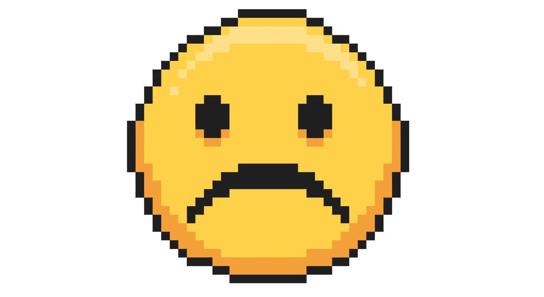 A pixelated yellow emoticon with a sad face vector