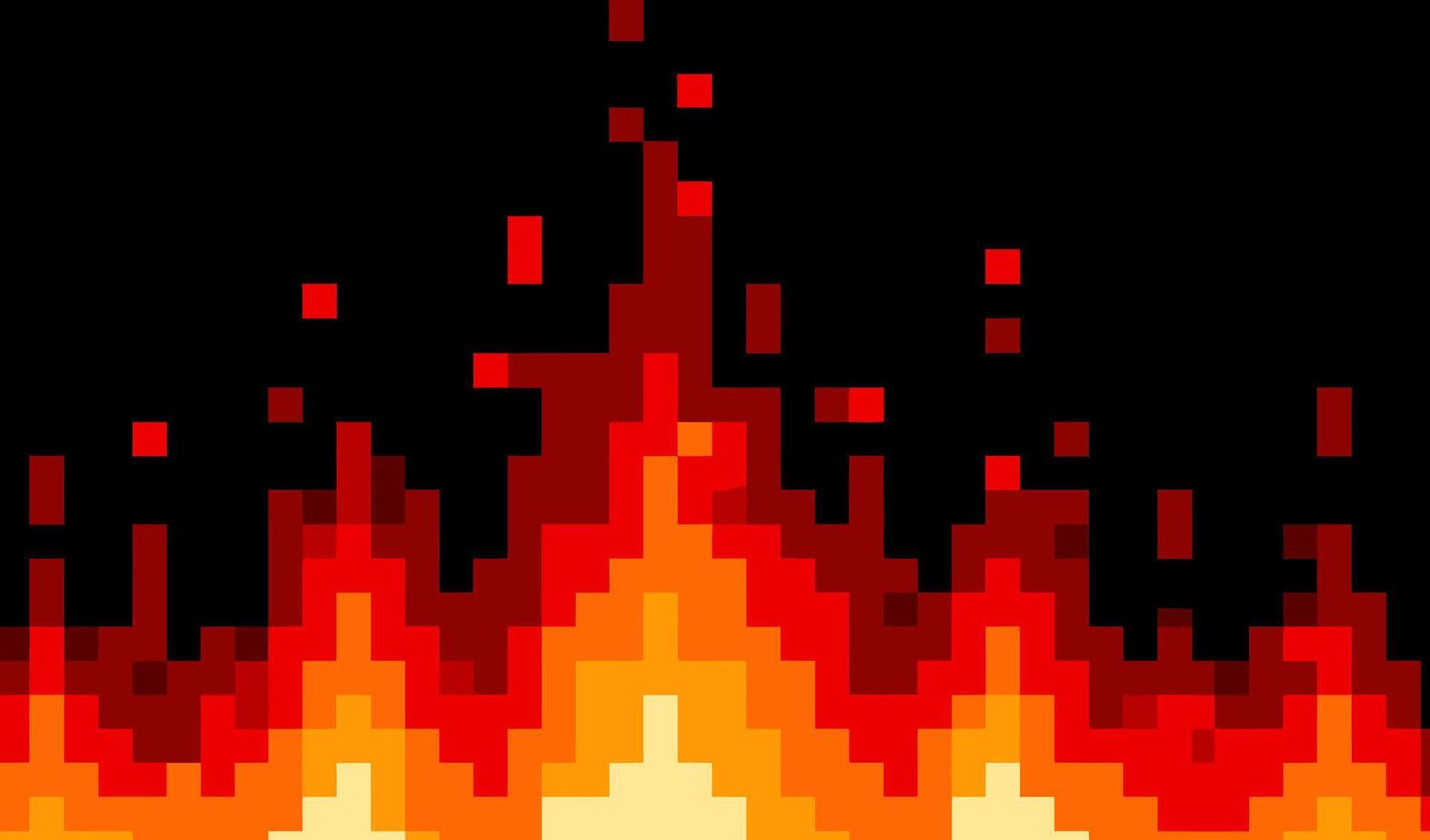 A pixel fire with red and orange flames vector