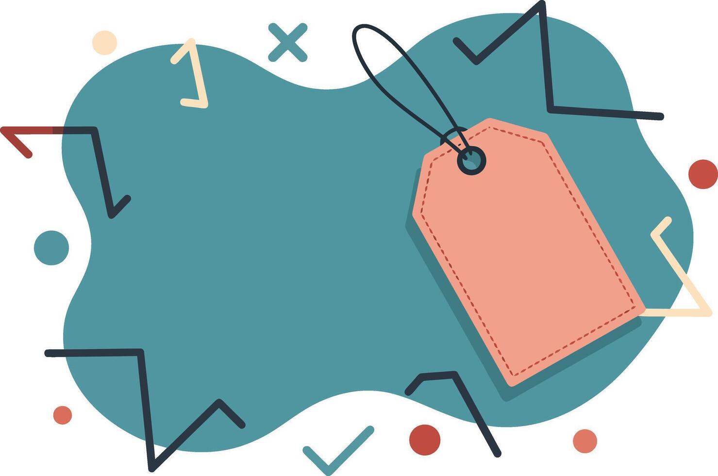 Abstract price tag label with geometric shapes and decorative elements illustration vector