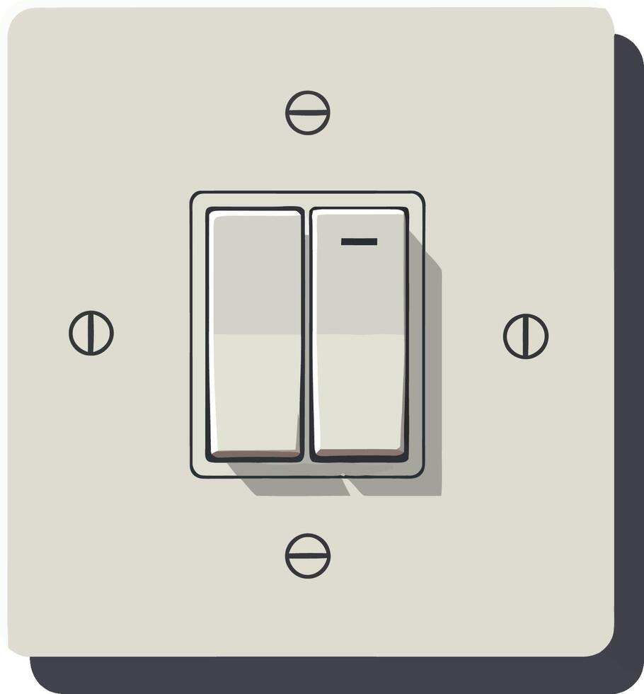Light switch with dual toggle buttons illustration in neutral tones for home electrical control panel design vector