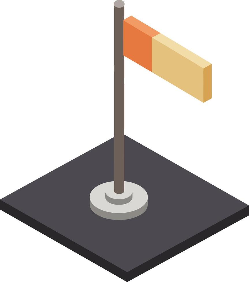 Windsock on pole showing wind direction illustration in isometric style with orange and beige colors vector