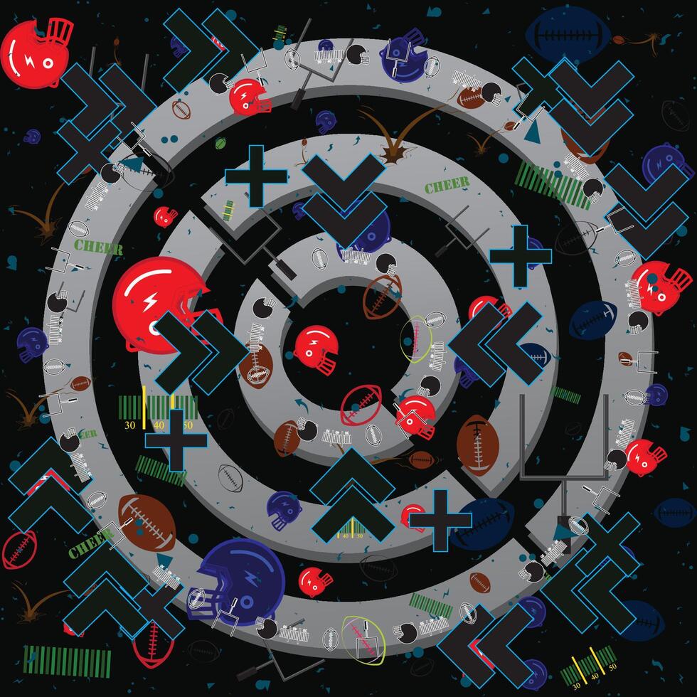 Colorful Abstract American Football Elements for Dynamic Sport Background vector