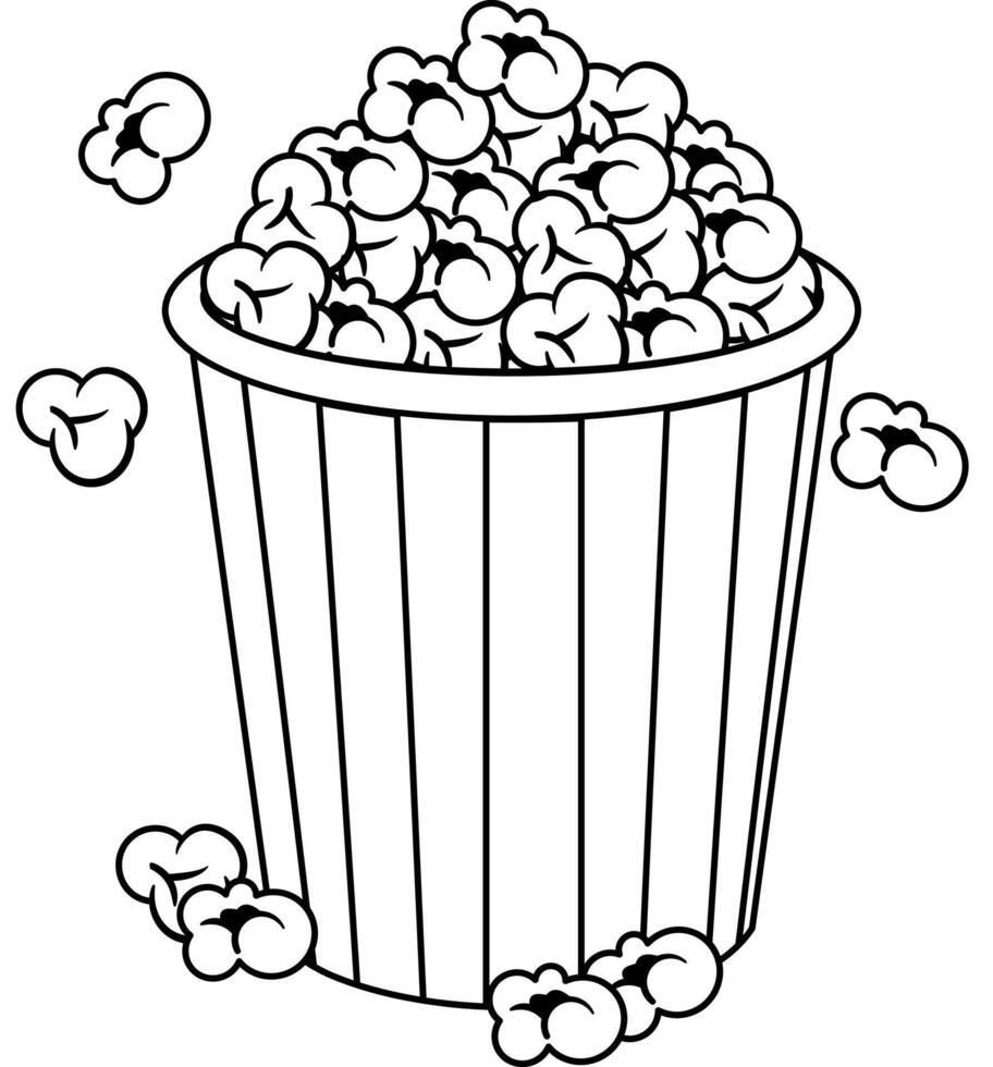 Coloring Page Popcorn Bucket Vectors Illustration