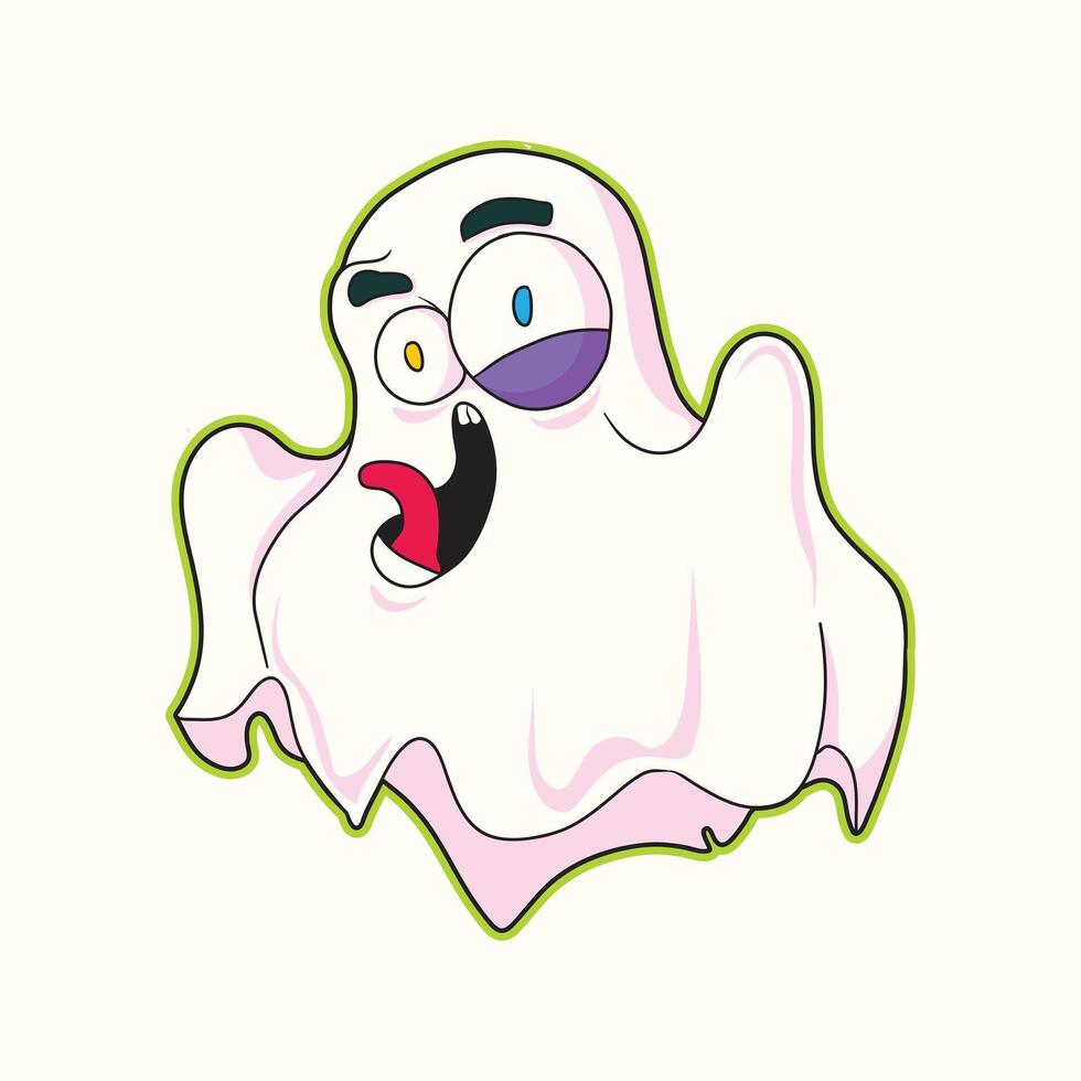Cute cartoon ghost with funny spooky expression perfect for Halloween party decorations stickers posters invitations character artwork seasonal designs and creative projects vector
