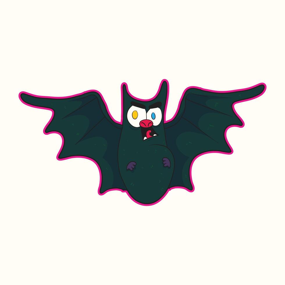 Cute cartoon bat flying illustration perfect for Halloween spooky party decoration funny animal character artwork creepy night celebration posters and seasonal design elements vector